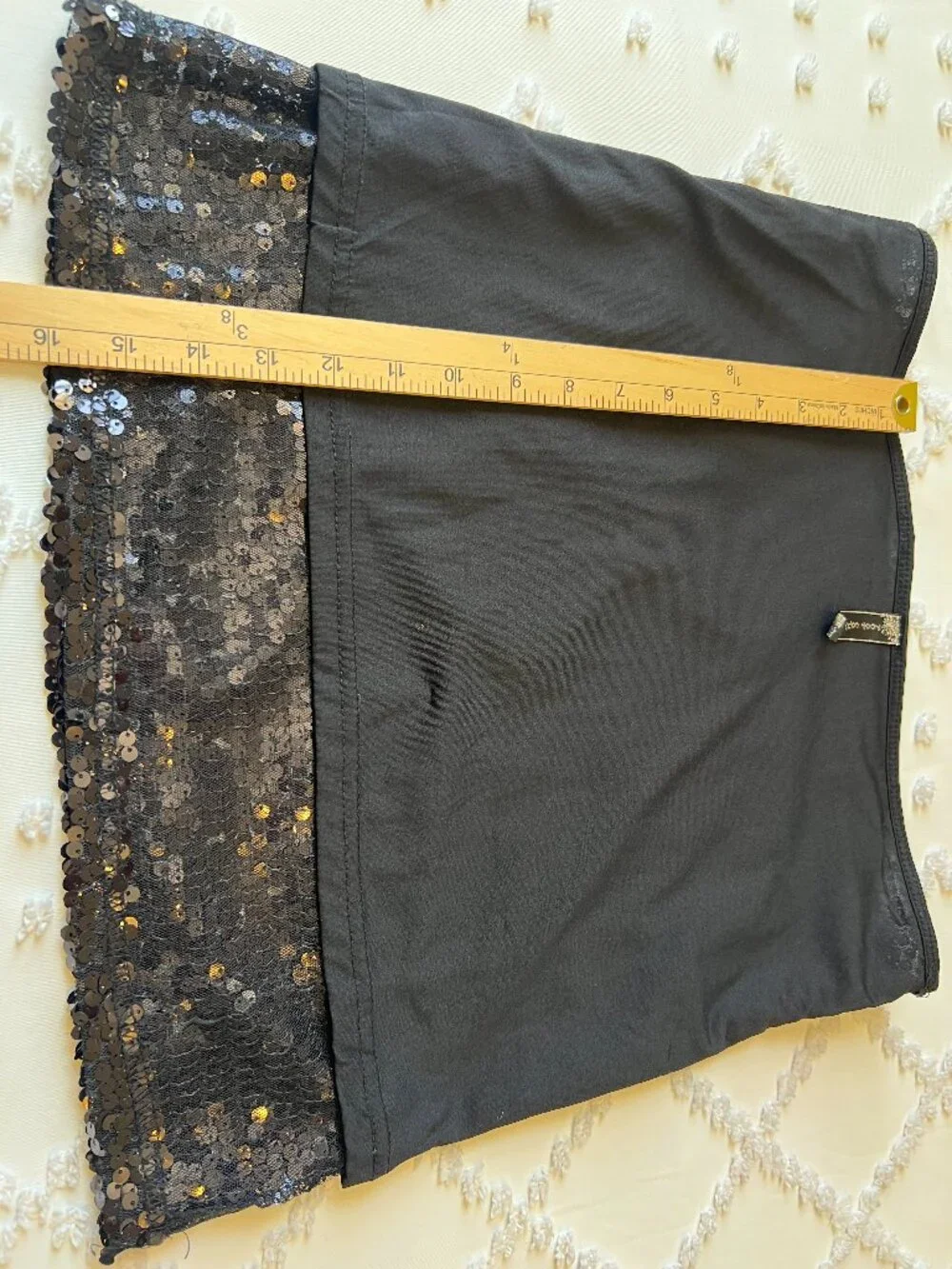 Poof Couture Black Sequin Mini Skirt - Stretch Sparkle NWOT SIZE LARGE